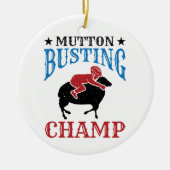 Mutton Busting Champ Sheep Riding Keramik Ornament (Vorne)