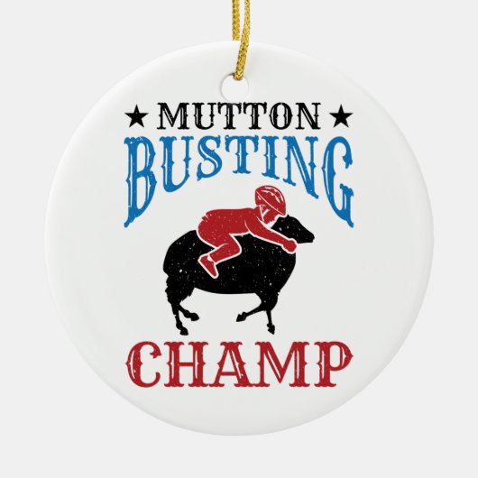 Mutton Busting Champ Sheep Riding Keramik Ornament (Vorne)