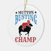 Mutton Busting Champ Sheep Riding Keramik Ornament (Links)
