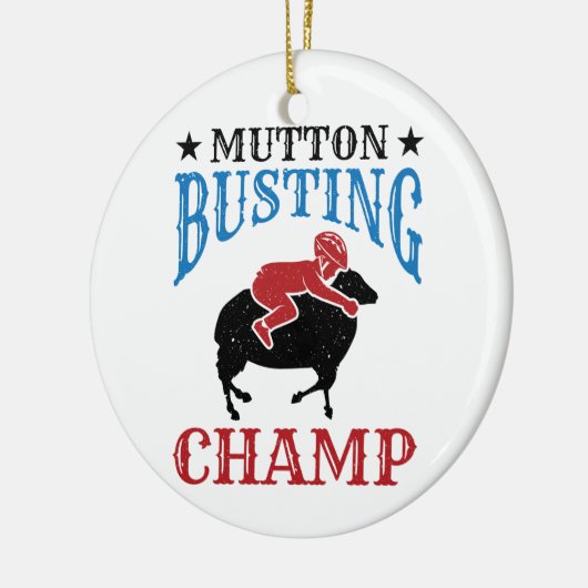 Mutton Busting Champ Sheep Riding Keramik Ornament (Links)