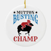 Mutton Busting Champ Sheep Riding Keramik Ornament (Hinten)