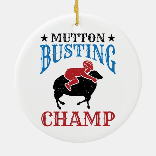 Mutton Busting Champ Sheep Riding Keramik Ornament (Hinten)