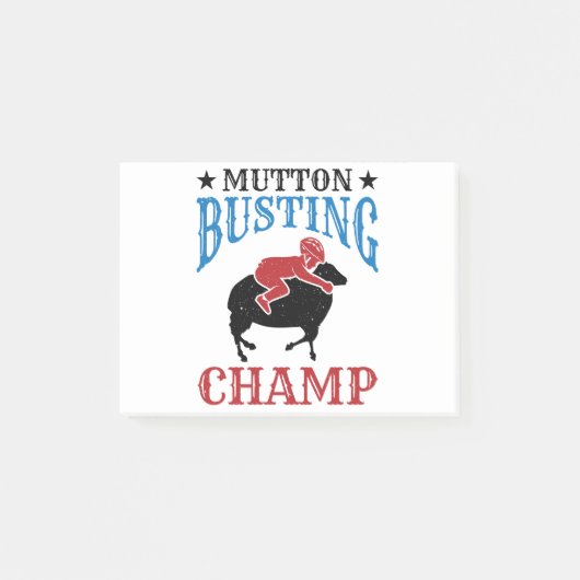 Mutton Busting Champ Sheep Riding Post-it Klebezettel (Vorderseite)