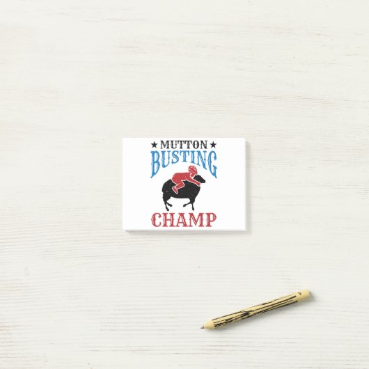 Mutton Busting Champ Sheep Riding Post-it Klebezettel (Auf Schreibtisch)