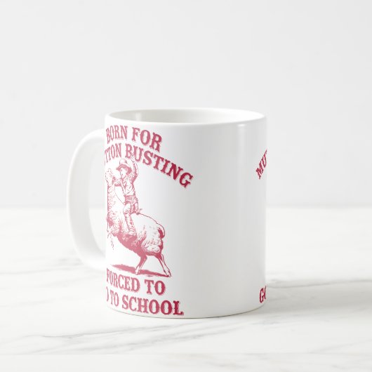 Mutton Busting School Quote Sheep Riding Rodeo Kaffeetasse (Vorderseite Links)