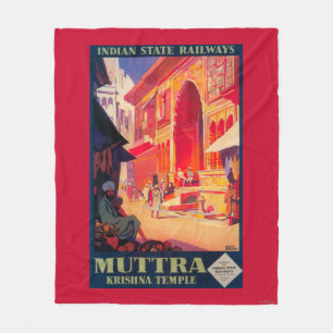 Muttra Krishna Tempel-Reise-Plakat Fleecedecke