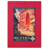 Muttra Krishna Tempel-Reise-Plakat Klemmbrett (Rückseite)