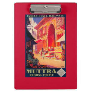 Muttra Krishna Tempel-Reise-Plakat Klemmbrett