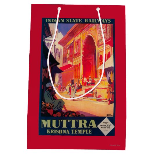 Muttra Krishna Tempel-Reise-Plakat Mittlere Geschenktüte (Rückseite)