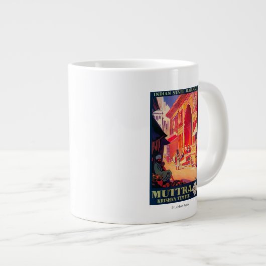 Muttra Krishna Tempel Reiseplakat Jumbo-Tasse (Vorderseite Rechts)