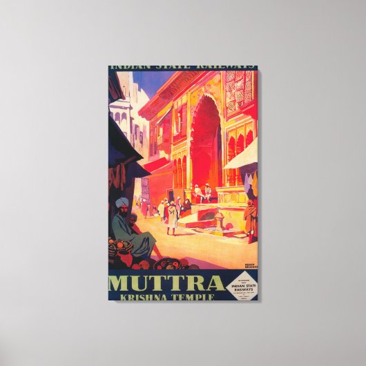 Muttra Krishna Temple Travel Poster Leinwanddruck (Vorderseite)