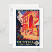 Muttra Krishna Temple Travel Poster Postkarte (Vorne/Hinten)