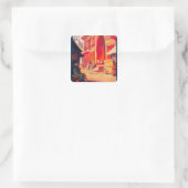 Muttra Krishna Temple Travel Poster Quadratischer Aufkleber (Tasche)