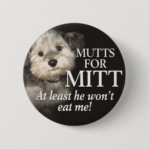Mutts für Mitt Romney - Zumindest wird er mich nic Button