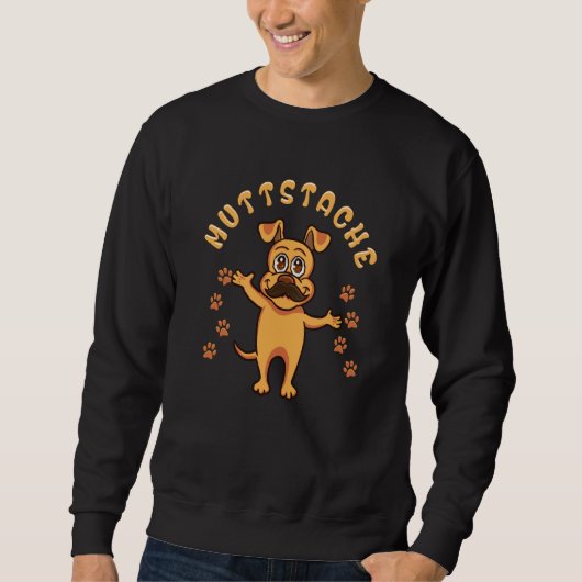 MuttStache Humorous Dog With Beard Mutt Mustache Sweatshirt (Vorderseite)