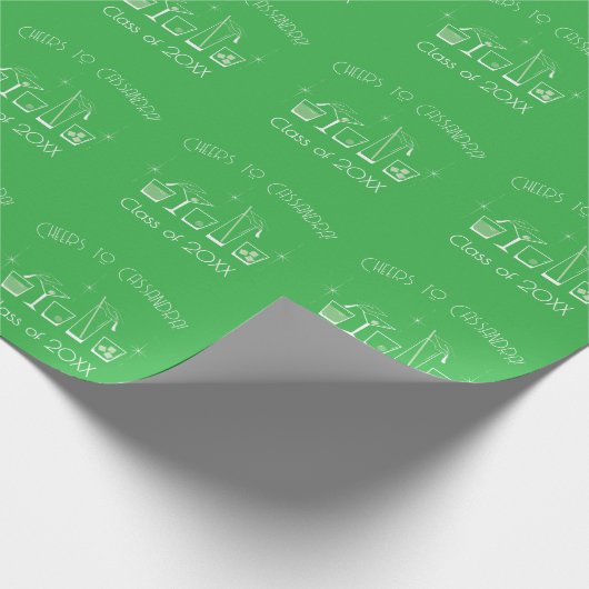 Mütze und Cocktail-Abschlussfeier Grün Geschenkpapier (Ecke)