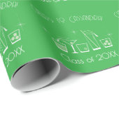 Mütze und Cocktail-Abschlussfeier Grün Geschenkpapier (Rolleneckpunkt)