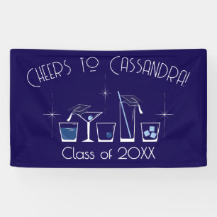Mützen- und Cocktail-Abschlussfeier Navyblau Banner