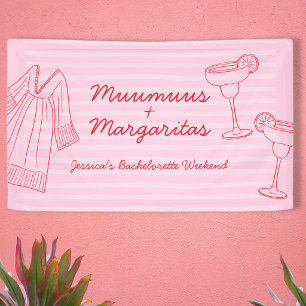 Muumuus und Margaritas Rosa und Rote Junggesellinn Banner