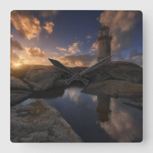 Muxia Leuchtturm   Galizien, Spanien Quadratische Wanduhr