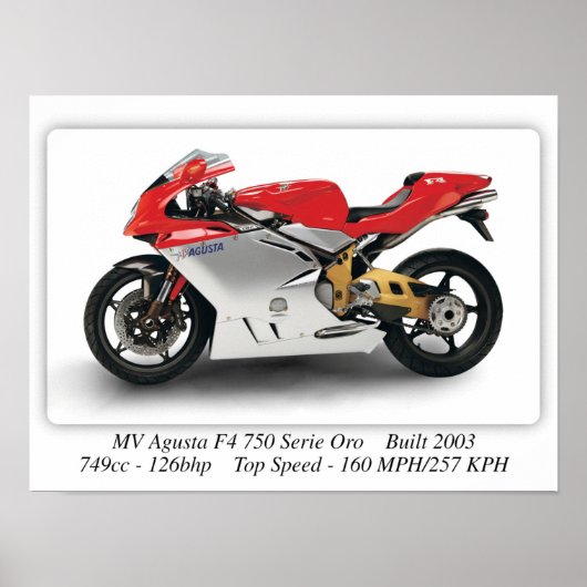 MV Agusta F4750 Serie Oro Motorrad - A3 Größe Poster (Vorne)