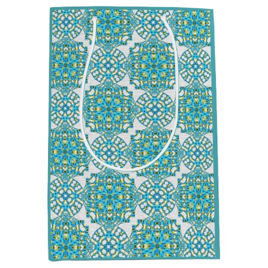 MVB Aquamarine blaue und gelbe Imitate Mittlere Geschenktüte (Vorderseite)