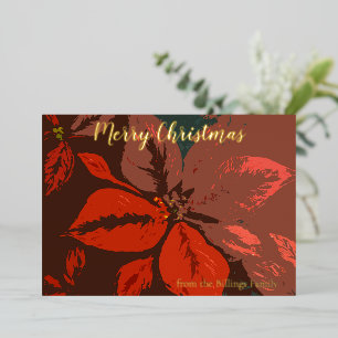 MVB Frohe Weihnachten Traditionelles Poinsettia-De Folien Feiertagskarte