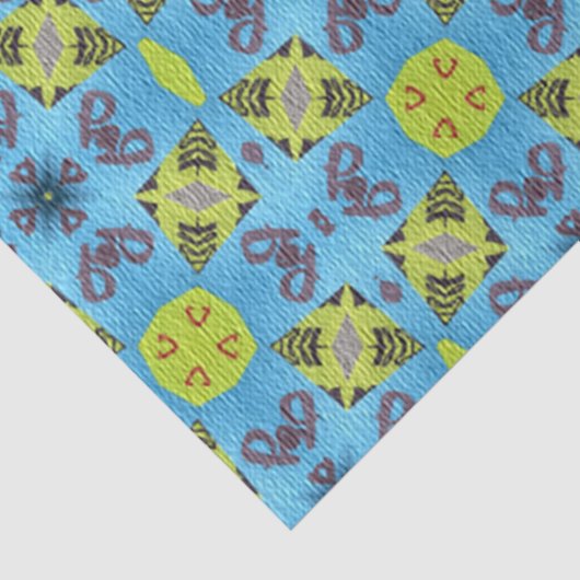 MVB Geo Sky Blue mit einer Touch gelben Designs Seidenpapier (Detail)