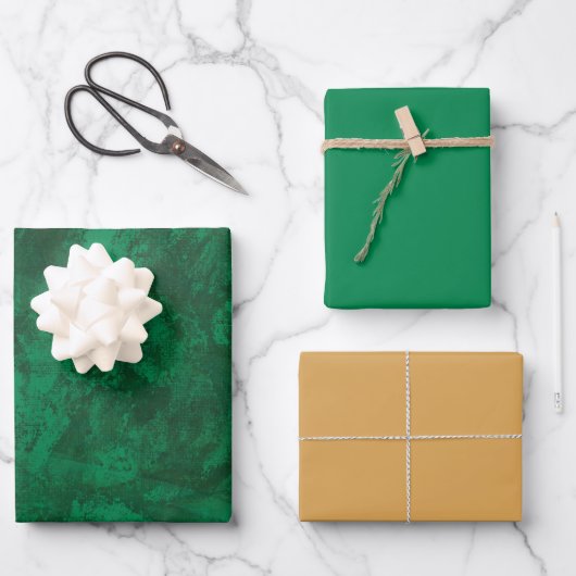 MVB Imitats Green Suede Gold Coordinated Design Geschenkpapier Set (Vorderseite)