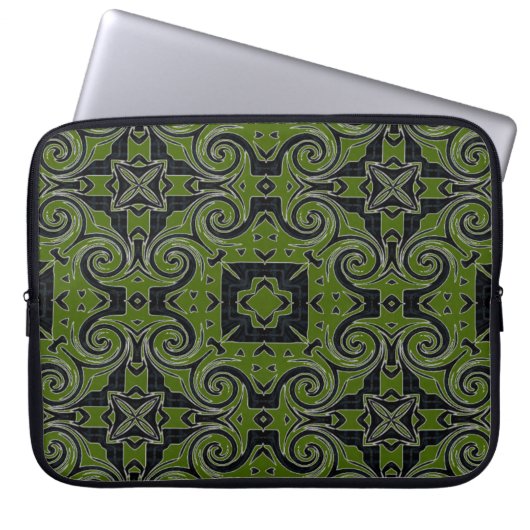 MVB Quad Twirl Design-Green Laptopschutzhülle (Vorderseite)