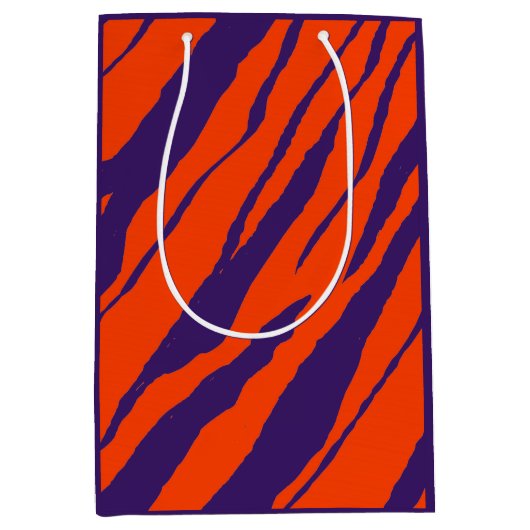 MVB Tiger Stripes Design - orange und Lila Mittlere Geschenktüte (Vorderseite)