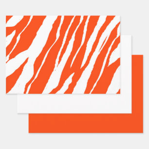 MVB Tiger Stripes Design - Orange & Weiß Geschenkpapier Set
