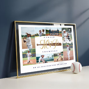 MVP Baseballspieler Sports-Fotocollage Andenken Poster