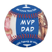 MVP Best Ever Vater Personalisierte Foto Blau Baseball (Vorderseite)