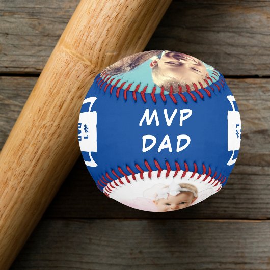MVP Best Ever Vater Personalisierte Foto Blau Baseball