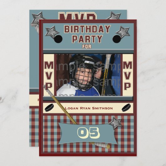 MVP Hockey Geburtstagsparty Einladung (Vorne/Hinten)