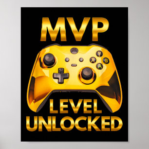 Mvp-Level freigeschaltet Videospiel-Player Gold Ga Poster