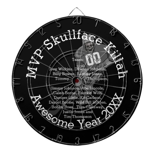 MVP Name oder Nickname, Nummer und Teamnamen Dartscheibe (vorne)
