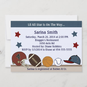 MVP/Sports2 Kinderdusche/Geburtstagsparty Einladun Einladung