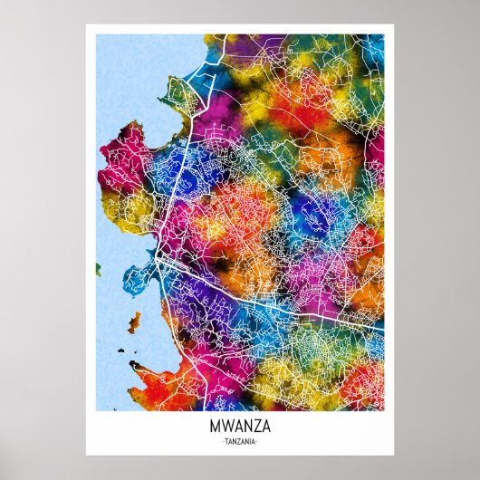 Mwanza Tansania Stadtkarte Poster (Vorne)