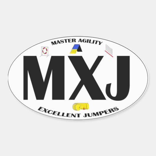 MXJ Dog Agility Titelaufkleber Ovaler Aufkleber (Vorderseite)