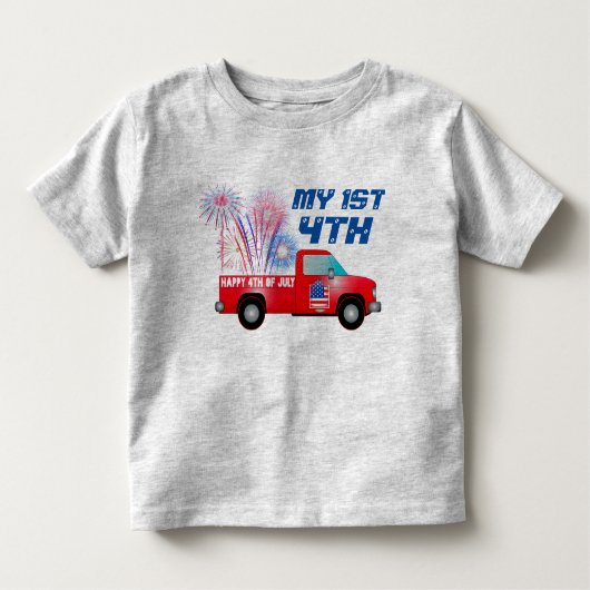 MY 1. 4. Juli Red White Fireworks Truck Kleinkind T-shirt (Vorderseite)