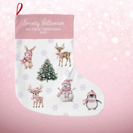 My 1st Christmas Custom Baby Girl Woodland Großer Weihnachtsstrumpf