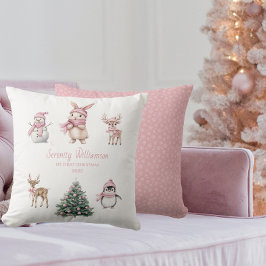My 1st Christmas Custom Baby Girl Woodland Kissen