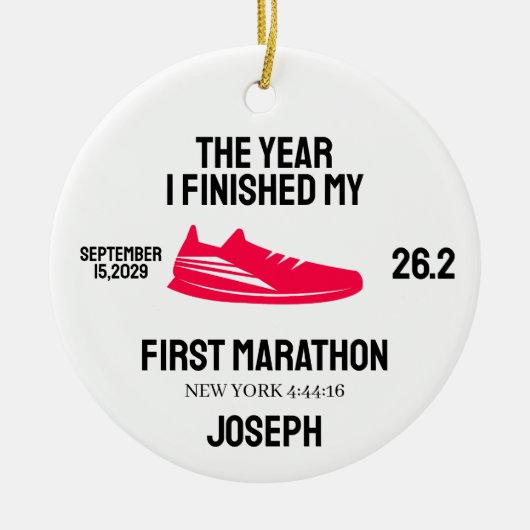 My 1st Marathon Runner First Marathoner Running Keramik Ornament (Vorne)