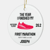 My 1st Marathon Runner First Marathoner Running Keramik Ornament (Links)