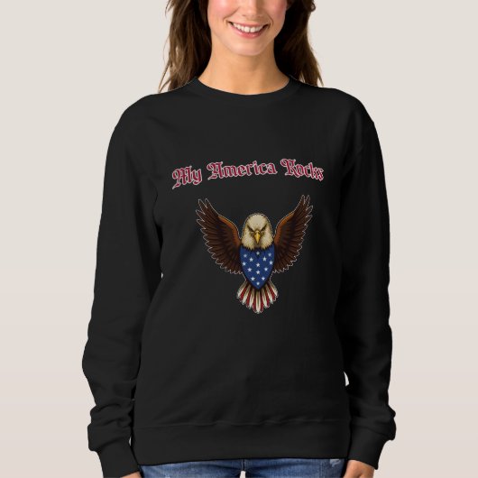 My America Rocks Patriotic USA Pride Enthusiast Sweatshirt (Vorderseite)