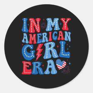 My American Girl Era Retro 4. Juli Groovy Patr Runder Aufkleber