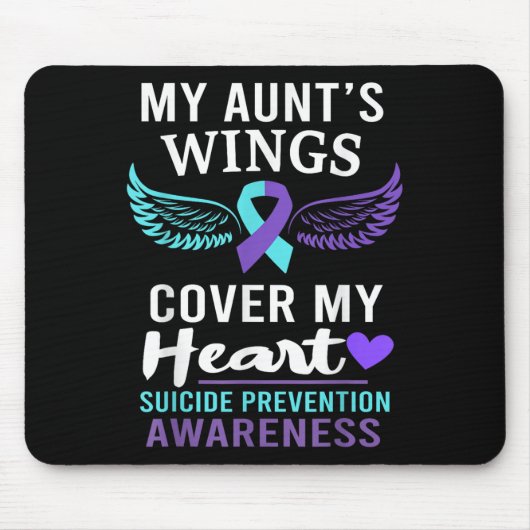 My Aunt's Wings Cover Heart Suicide Awareness Ribb Mousepad (Vorne)