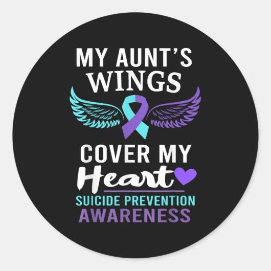 My Aunt's Wings Cover Heart Suicide Awareness Ribb Runder Aufkleber (Vorderseite)